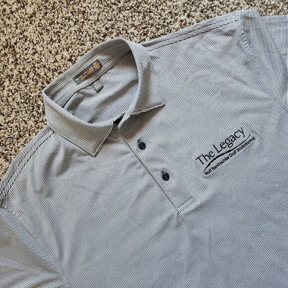 Peter Millar Summer Comfort Polo Shirt Men’s Medium Gray Performance Striped - Picture 1 of 4